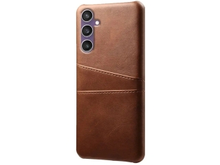 CardCaddy Samsung Galaxy S23 FE Leder Backcase mit Kartenfächern braun
