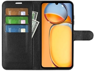 Xiaomi Redmi 13C Lederhülle Portemonnaie Karten Etui schwarz