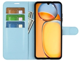 Xiaomi Redmi 13C Lederhülle Portemonnaie Karten Etui hellblau