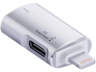 Lightning to USB-C and USB 3.0 Photo Camera Drive OTG Adapter silber