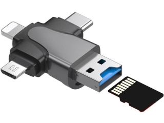 4-In-One USB-C Lightning MicroUSB & MicroSD Card Reader Adapter