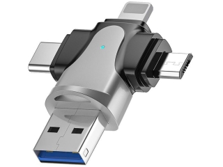 4-In-One USB-C Lightning MicroUSB & MicroSD Card Reader Adapter