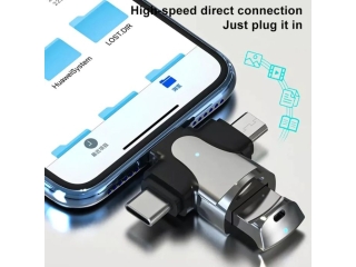 4-In-One USB-C Lightning MicroUSB to USB 3.0 OTG Reader Adapter