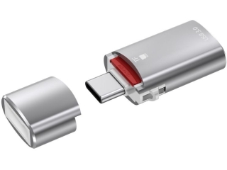 Two-in-1 USB-C to MicroSD Card and USB 3.0 Reader Adapter silber