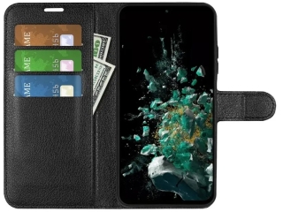 OnePlus 10T Lederhülle Portemonnaie Karten Etui schwarz