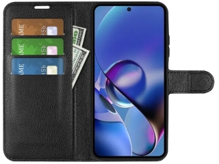 Motorola Moto G54 5G Lederhülle Portemonnaie Karten Etui schwarz