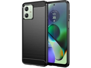 Motorola Moto G54 5G Carbon Gummi Hülle TPU Case schwarz