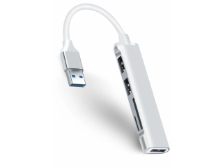 USB-C OTG Hub 3-Fach USB 3.0 SD MicroSD Karten Slot Cardreader weiss