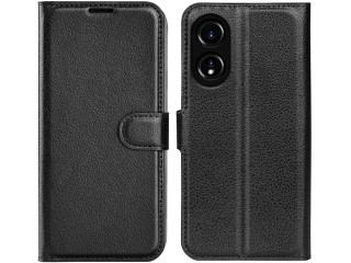 Oppo A58 4G Lederhülle Portemonnaie Karten Etui schwarz