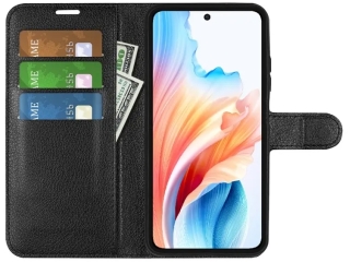 Oppo A79 5G Lederhülle Portemonnaie Karten Etui schwarz