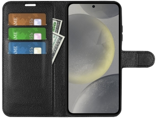 Samsung Galaxy S24 Lederhülle Portemonnaie Karten Etui schwarz