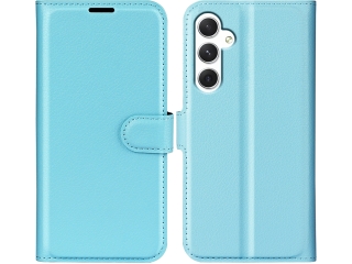 Samsung Galaxy S24 Lederhülle Portemonnaie Karten Etui hellblau