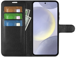 Samsung Galaxy S24+ Lederhülle Portemonnaie Karten Etui schwarz
