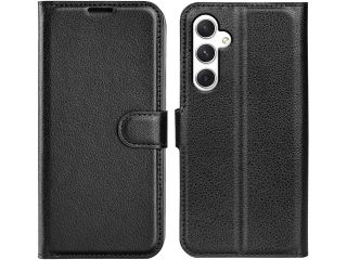 Samsung Galaxy S24+ Lederhülle Portemonnaie Karten Etui schwarz