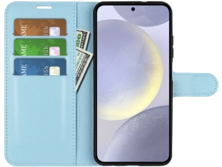 Samsung Galaxy S24+ Lederhülle Portemonnaie Karten Etui hellblau