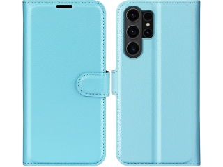 Samsung Galaxy S24 Ultra Lederhülle Portemonnaie Karten Etui hellblau