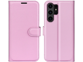 Samsung Galaxy S24 Ultra Lederhülle Portemonnaie Karten Etui rosa