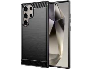 Samsung Galaxy S24 Ultra Carbon Gummi Hülle TPU Case schwarz