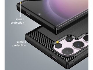Samsung Galaxy S24 Ultra Carbon Gummi Hülle TPU Case schwarz