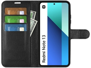 Xiaomi Redmi Note 13 4G Lederhülle Portemonnaie Karten Etui schwarz