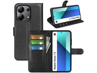 Xiaomi Redmi Note 13 4G Lederhülle Portemonnaie Karten Etui schwarz