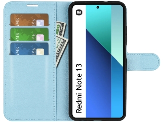 Xiaomi Redmi Note 13 4G Lederhülle Portemonnaie Karten Etui hellblau