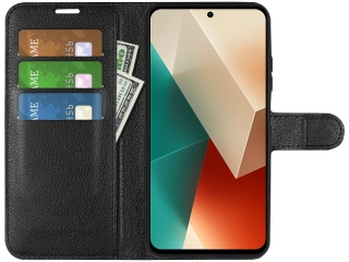 Xiaomi Redmi Note 13 5G Lederhülle Portemonnaie Karten Etui schwarz