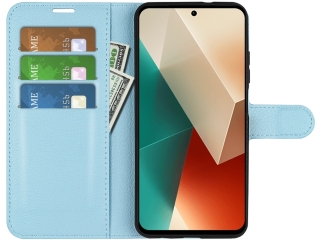Xiaomi Redmi Note 13 5G Lederhülle Portemonnaie Karten Etui hellblau