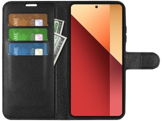 Xiaomi Redmi Note 13 Pro 4G Lederhülle Portemonnaie Etui schwarz