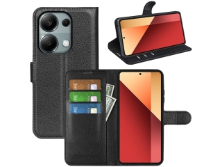 Xiaomi Redmi Note 13 Pro 4G Lederhülle Portemonnaie Etui schwarz