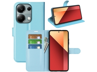 Xiaomi Redmi Note 13 Pro 4G Lederhülle Portemonnaie Etui hellblau