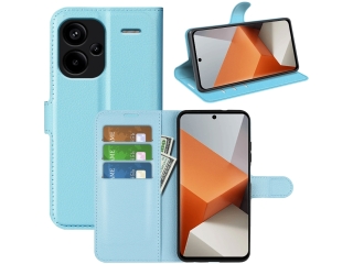 Xiaomi Redmi Note 13 Pro+ 5G Lederhülle Portemonnaie Etui hellblau
