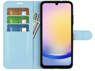 Samsung Galaxy A25 5G Lederhülle Portemonnaie Karten Etui hellblau