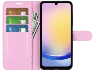Samsung Galaxy A25 5G Lederhülle Portemonnaie Karten Etui rosa