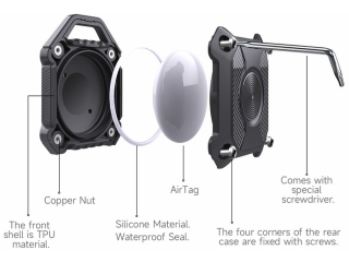 Apple Airtag Rugged Waterproof Case mit Schlüsselring purple