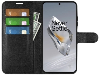 OnePlus 12 Lederhülle Portemonnaie Karten Etui schwarz
