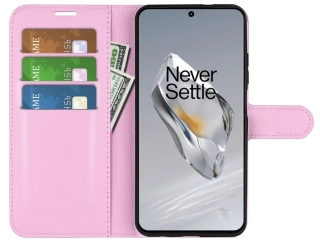 OnePlus 12 Lederhülle Portemonnaie Karten Etui rosa