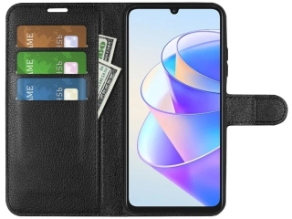 Honor X7a Lederhülle Portemonnaie Karten Etui schwarz