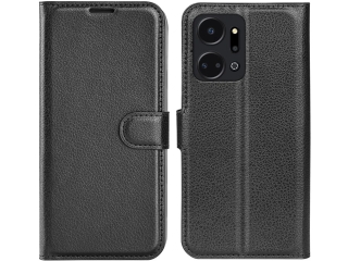 Honor X7a Lederhülle Portemonnaie Karten Etui schwarz