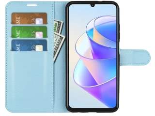 Honor X7a Lederhülle Portemonnaie Karten Etui hellblau