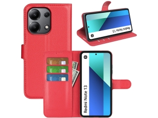 Xiaomi Redmi Note 13 4G Lederhülle Portemonnaie Karten Etui rot