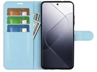 Xiaomi 14 Lederhülle Portemonnaie Karten Etui hellblau