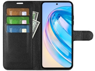 Honor X8a Lederhülle Portemonnaie Karten Etui schwarz