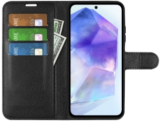 Samsung Galaxy A55 5G Lederhülle Portemonnaie Karten Etui schwarz