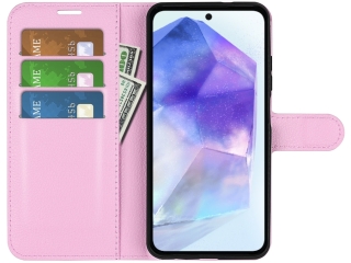 Samsung Galaxy A55 5G Lederhülle Portemonnaie Karten Etui rosa