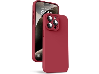 Apple iPhone 15 Pro Liquid Silikon Case  Kameraschutz Hülle ruby red