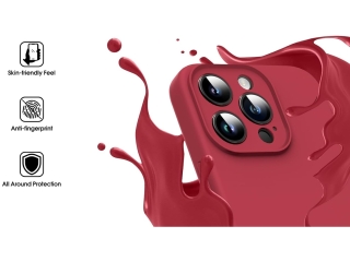 Apple iPhone 15 Pro Liquid Silikon Case  Kameraschutz Hülle ruby red
