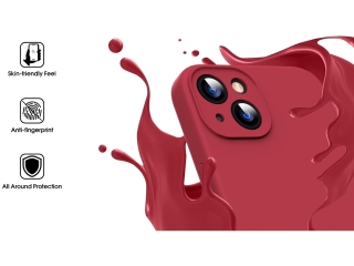 Apple iPhone 15 Liquid Silikon Case  Kameraschutz Hülle ruby red