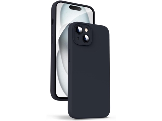 Apple iPhone 15 Plus Liquid Silikon Case  Kameraschutz Hülle schwarz