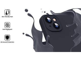 Apple iPhone 15 Plus Liquid Silikon Case  Kameraschutz Hülle schwarz